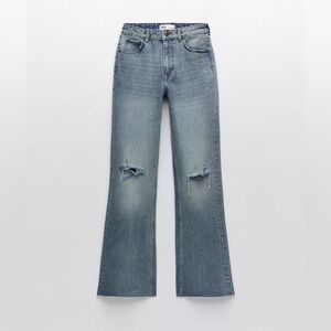 Zara Blue Flare Wide Leg Jeans